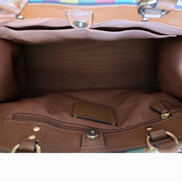 Coach Dempsey 29 Carryall Jacquard Stripe & Patch - Rainbow Multi EUC - Picture 6 of 12